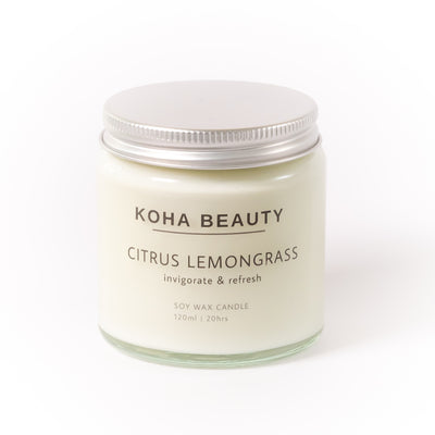 Buy Online Premium Quality Natural and Organic Citrus Lemongrass Soy wax candle | Buy Cruelty Free Cosmetics & Vegan Beauty Products Online - KOHA Beauty